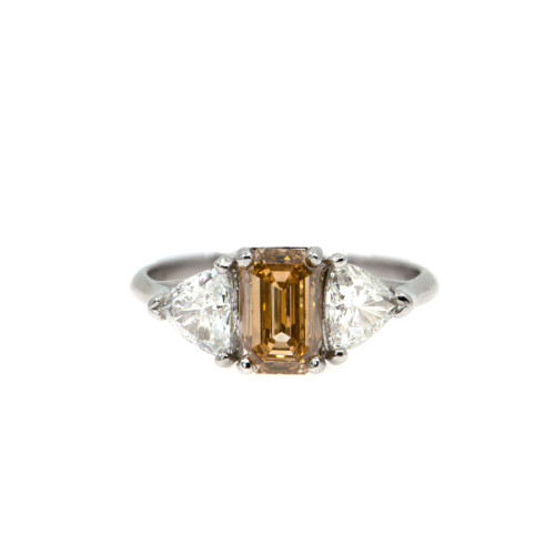 Inel Platina 950, Diamant Fancy Brown-Yellow 1.37 Ct, Diamante 0.99 Ct