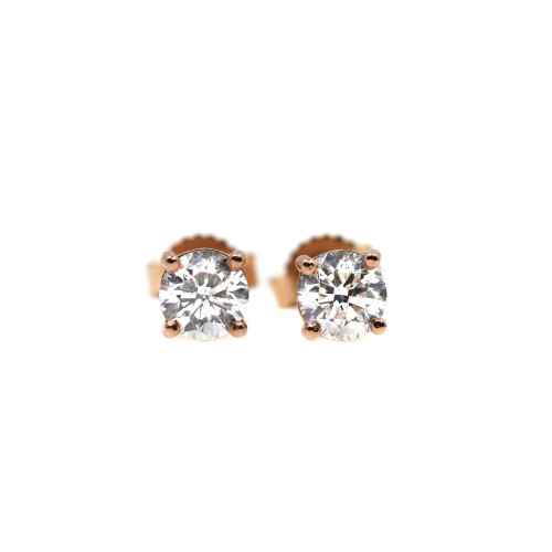 Cercei | Aur Roz 18k, Diamante Solitaire 2x0.33 Ct