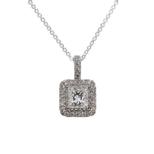 Pandantiv Aur Alb 18k, Diamant Solitaire 0.50 Ct, Diamante 0.25 Ct A