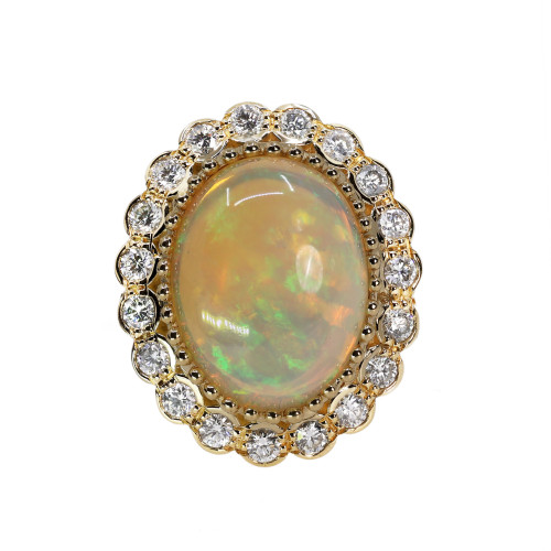 Inel Aur 18k, Opal Etiopian 5.00 ct, Diamante 0.62 ct V