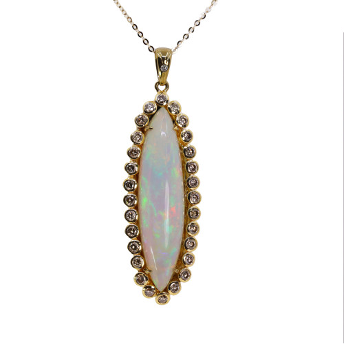 Pandantiv Aur 18k, Opal Etiopian 13.20 ct, Diamante 1.19 ct A