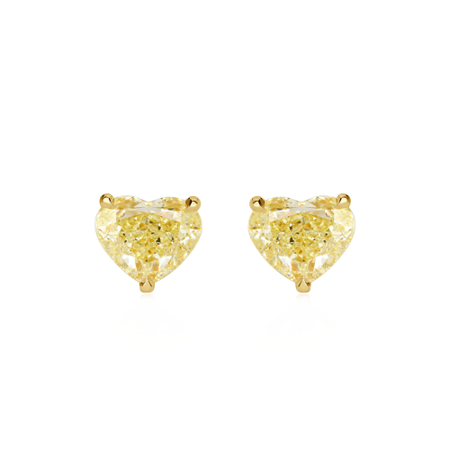 Cercei Aur 18k, Diamante Solitaire Galben Fancy 1.50 Ct D
