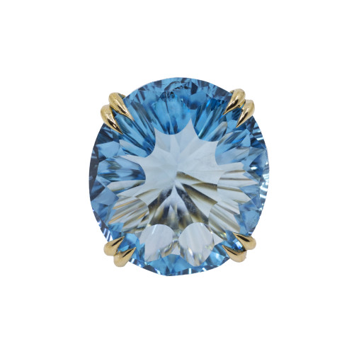 Inel Aur 14k, Topaz 31 ct, Diamante 0.52 ct