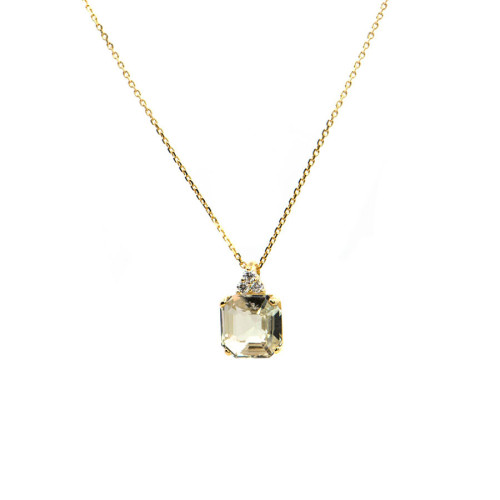 Colier | Aur Galben 18k, Turmalina Verde 3.40 Ct, Diamante 0.08 Ct